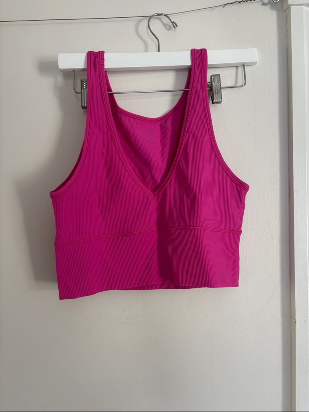 Lululemon Ribbed V-Neck Crop Bralette in Fuchsia